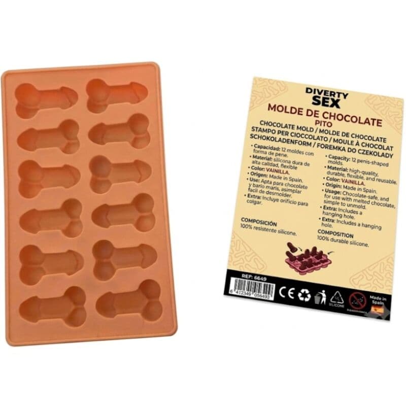 Diverty Sex Diablo Picante – Schokoladenform mit 12 Penisformen