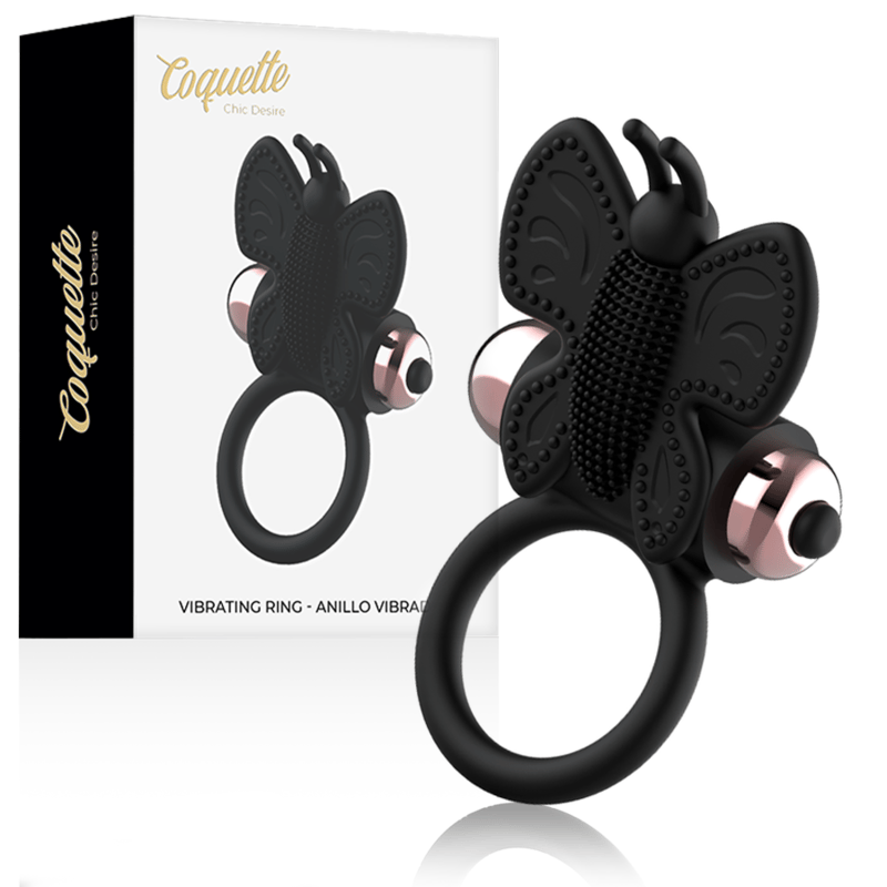 Coquette Chic Desire Cockring Schmetterling – Vibro-Penisring in Schwarz/Gold