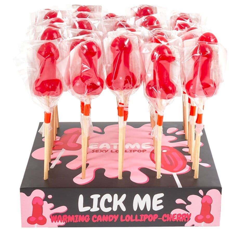 Secretplay Cherry Candy Penis Lollipop Display – Kirsch-Lutscher mit Wärmeeffekt (40 Stück)