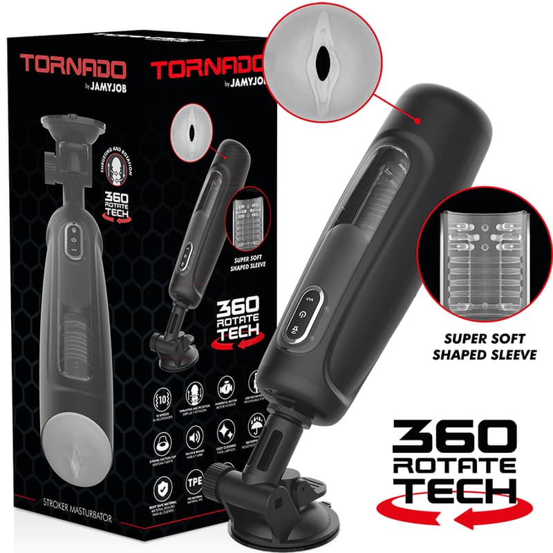 Jamyjob Tornado – Stroker mit 360-Grad-Rotation und Saugnapf
