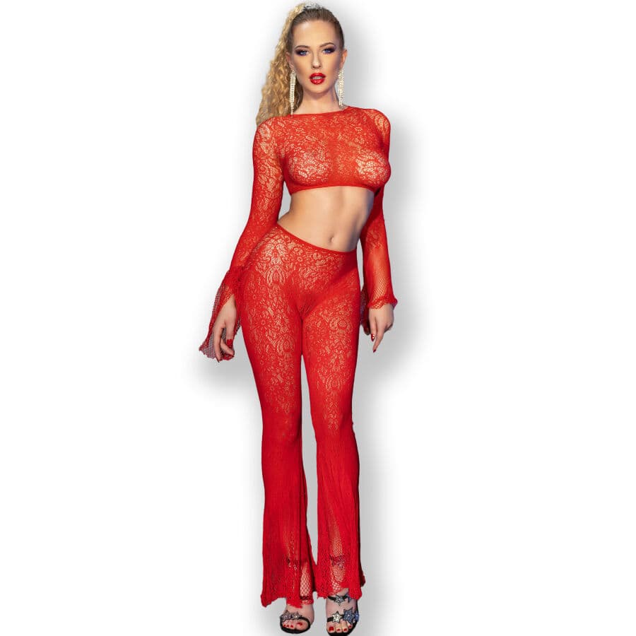 Chilirose Dessous-Set – nahtloses Spitzen-Top mit Hose