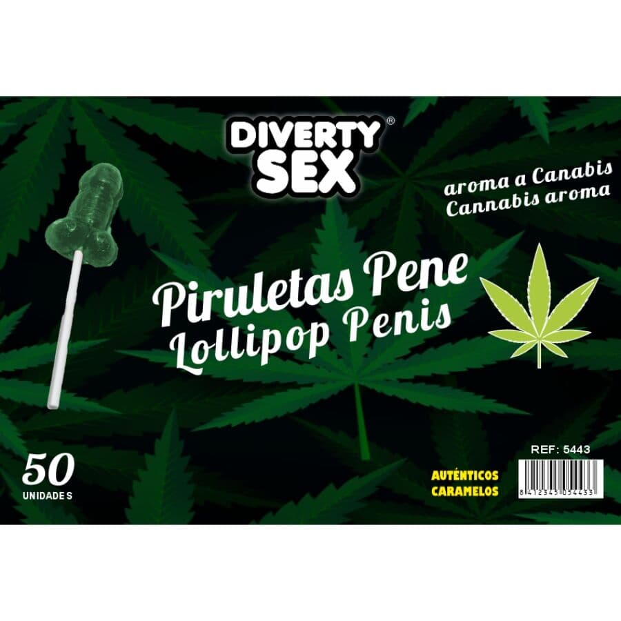 Diablo Goloso Cannabis-Aroma – Glas mit 50 Penis-Lollipops