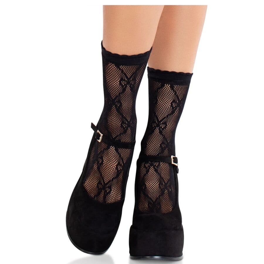 Leg Avenue Netzsöckchen – kurze Spitzensocken mit Schleife