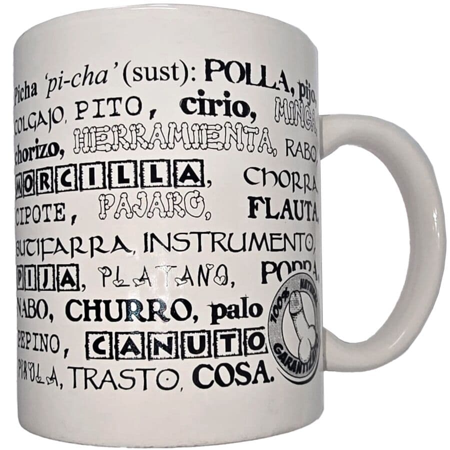 Diablo Picante Penis-Synonyme-Becher – Weißer Keramikbecher 370 ml