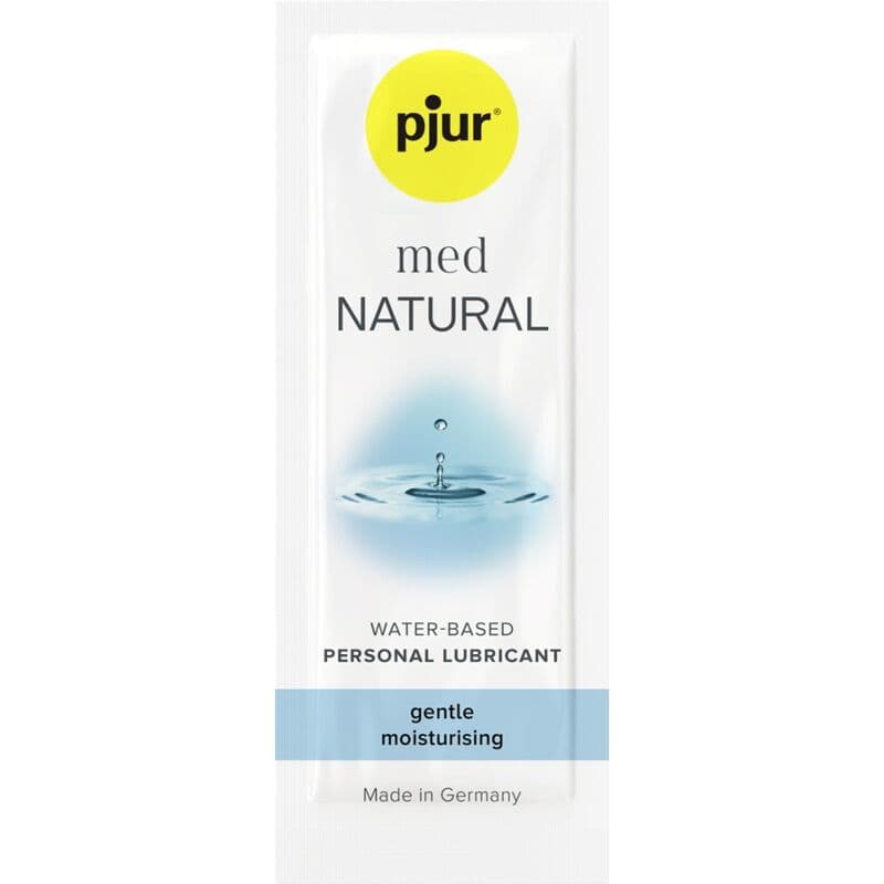 Pjur MED Natural von der Seite, Verschluss und Etikett im Detail