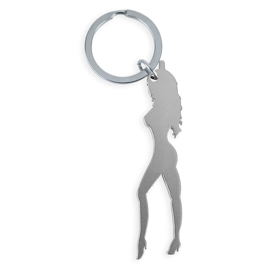 Diablo Picante – Flaschenöffner-Schlüsselanhänger mit weiblicher Silhouette, Silberfarben