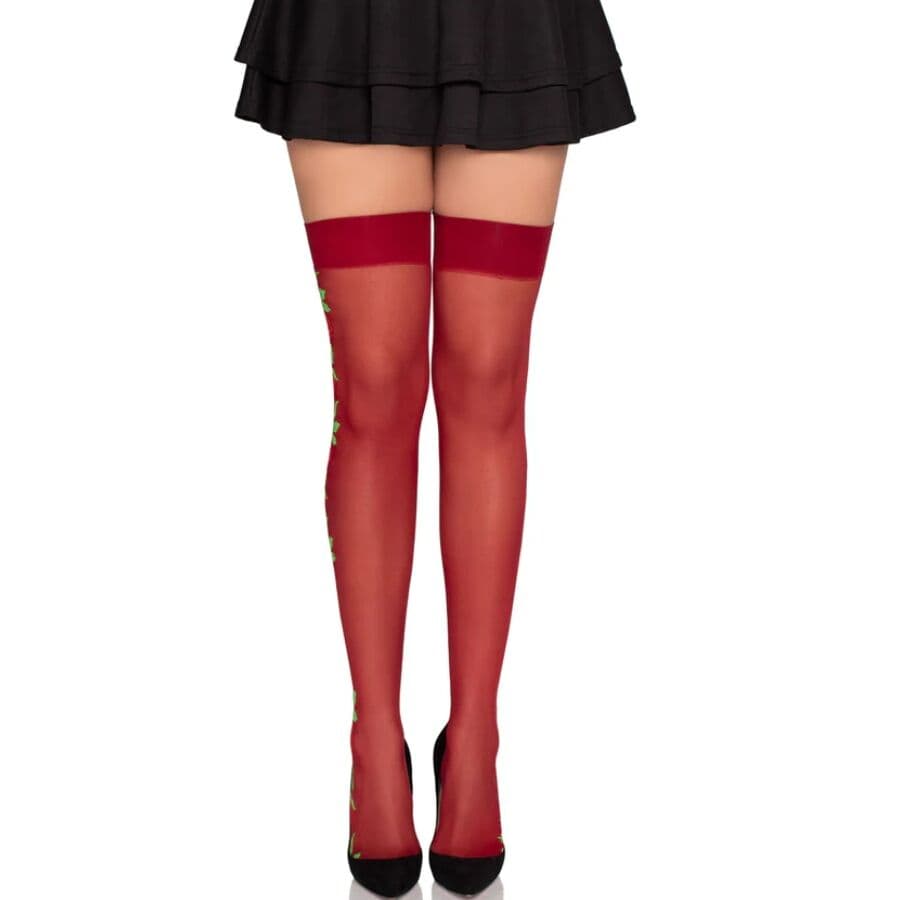 Leg Avenue – transparente Strumpfhose mit Rosenstickerei