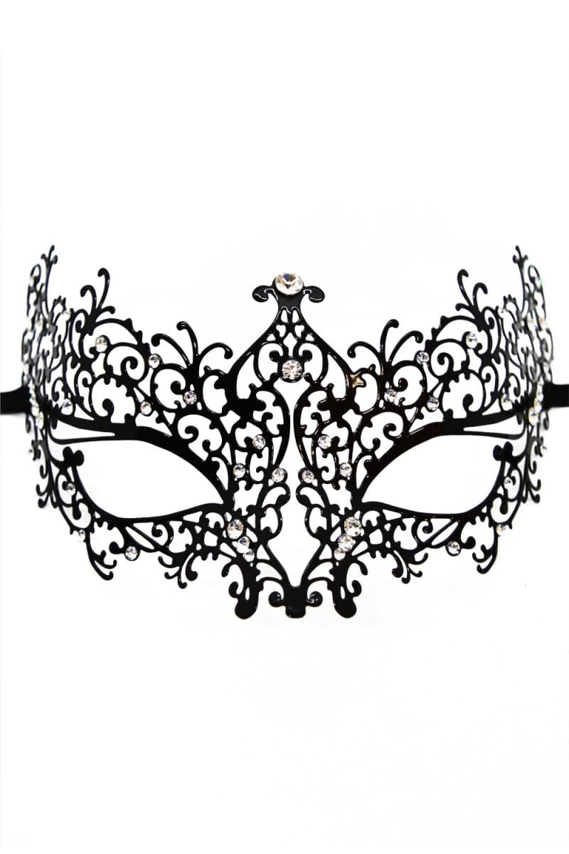 Be Lily – Venezianische Maske aus Metall mit Strasssteinen, schwarz (schwarz 2)