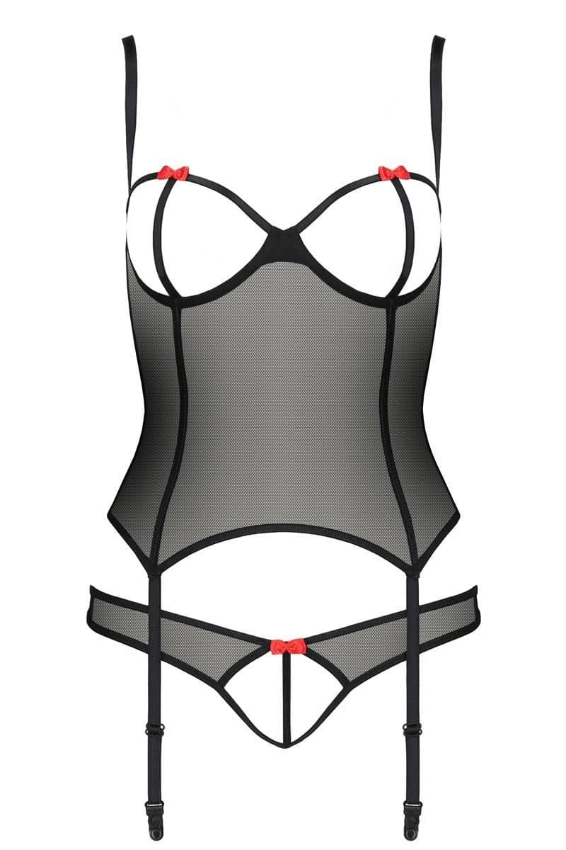 Passion Devil Collection Corsage – mit Bügel-Cups und Hakenverschluss (schwarz)