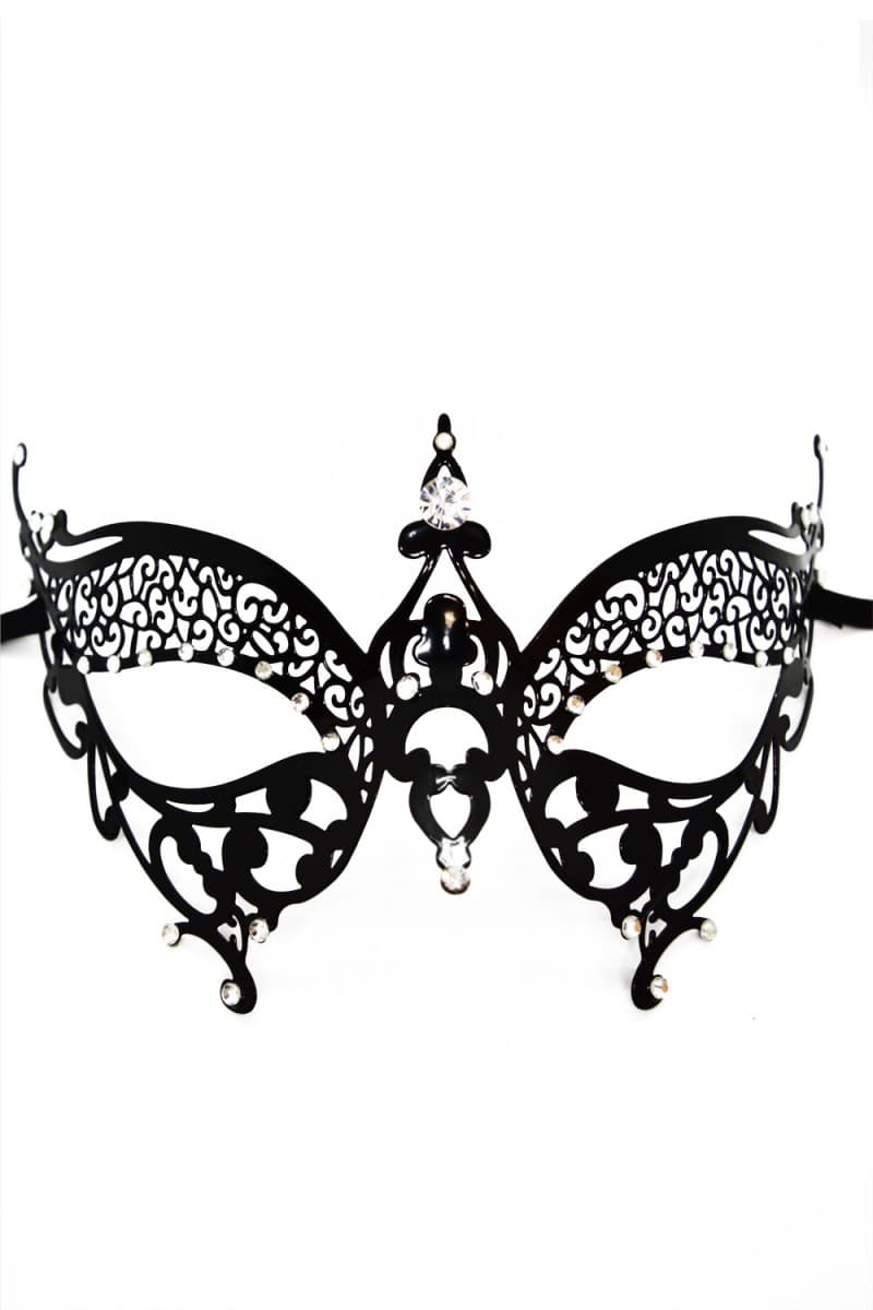 Be Lily – Venezianische Maske aus Metall mit Strasssteinen, schwarz (schwarz)
