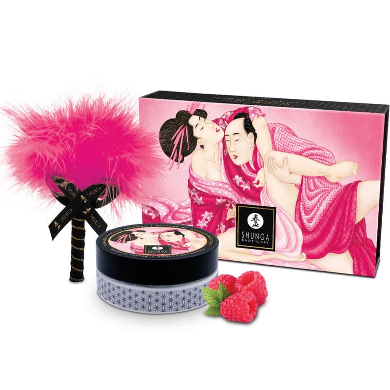 Shunga Essbares Massagepulver-Set Himbeere