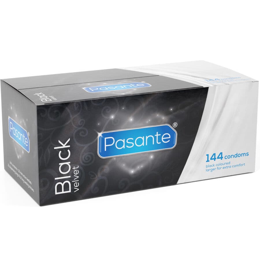 Pasante Black Velvet – schwarze Latexkondome, 144er-Box