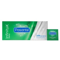 Pasante Ribbed Passion Kondome, Rückseite der Box mit Produkt- und Sicherheitsangaben