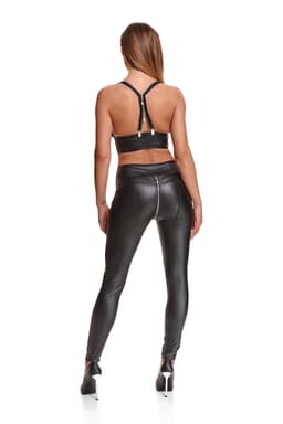 Demoniq Black Rose Maddalena – Leggings mit 2-Wege-Reißverschluss, Detailansicht des Materialmixes