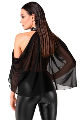 Noir Handmade Tüll-Bolero in Schwarz, Rückenansicht im Detail von hinten fotografiert
