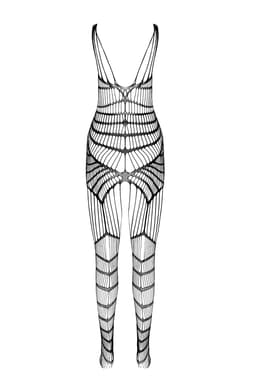 Passion BS 102 Bodystocking aus Netz und Spitze, Detail der Spitzenpartie am Oberkörper
