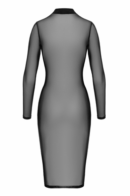 Noir Handmade Netzkleid in Schwarz, Detailaufnahme des feinen, transparenten Netzmaterials