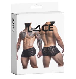 Cut4Men Boxershorts (Trunk) aus Spitze in Schwarz, flach liegend fotografiert