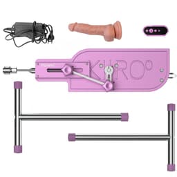 Kiiroo Pleasure Drive mit montiertem Silikondildo-Aufsatz in Studioaufnahme auf weißem Hintergrund