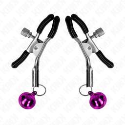 Kink – goldfarbene Nippelklemme mit einzelnem Glöckchen, 6 cm – Lila, Ansicht 7