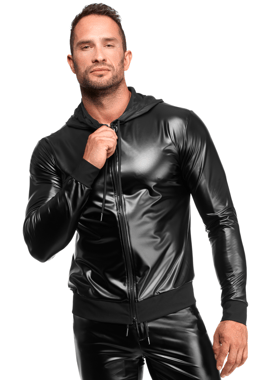 Noir Handmade Kapuzenjacke, Nahaufnahme der gerippten Bündchen