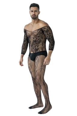 Cut4Men Bodystocking RAV119 in Schwarz, komplette Gesamtansicht von vorne