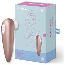 Satisfyer 1 von der Seite mit ovalem Silikonkopf im Detail, klar erkennbare Formgebung