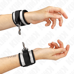 Kink Handgelenkfesseln in Grau, Gesamtansicht des Paars, Handgelenkfesseln der Kink BDSM-Serie im Karton