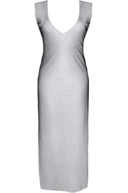 Demoniq Silver Touch Iolanda – langes Netzkleid mit Silberfaden, Seitenansicht der Passform