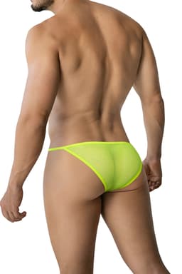 Cut4Men Mini-Brief in Gelb von hinten, Passform und Beinausschnitt im Detail