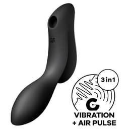 Satisfyer Curvy Trinity 2 Druckwellenvibrator aus Silikon mit glänzendem Designelement auf der Rückseite