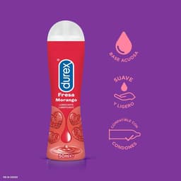 Durex Play – Gleitgel mit Geschmack Erdbeere, Etikett mit Produktangaben im Detail