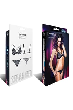 Demoniq Gabrielle Dessous-Set in schwarz, Detailansicht der Träger und Nähte