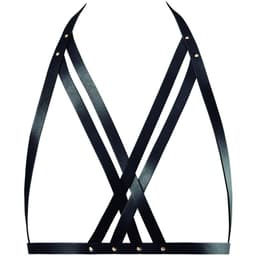 Bijoux Indiscrets Maze Halter-BH-Harness in Schwarz, Gesamtansicht des Körpergeschirrs
