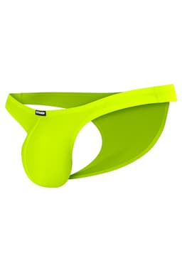 Cut4Men Capri-Slip aus Mikrofaser in Gelb, Detailansicht des gummierten Logos