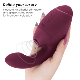 Womanizer Duo Next Klitoris- und G-Punkt-Stimulator in Dunkelrosa, 3D-Pleasure-Air-Öffnung in der Nahaufnahme