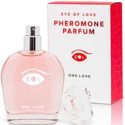 One Love Pheromon-Parfum von Eye of Love von der Seite mit Zerstäuber im Detail