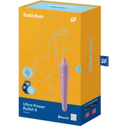 Satisfyer Ultra Power Bullet 8 in Lila in der Hand gehalten, Größenverhältnis