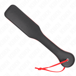Kink Paddle Rot-Schwarz liegend fotografiert, Länge und Breite im Größenvergleich