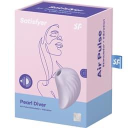 Satisfyer Pearl Diver Klitoris-Stimulator aus medizinischem Silikon neben der Produktverpackung liegend