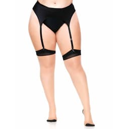 Leg Avenue transparente Strümpfe mit Rückennaht in Nude und Schwarz Materialstruktur des Gewebes in Nahaufnahme