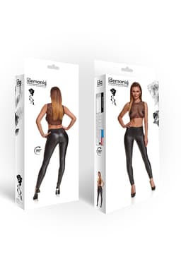 Demoniq Black Rose Giulia – schwarze Leggings im Wetlook, Detailaufnahme des Verschlusses