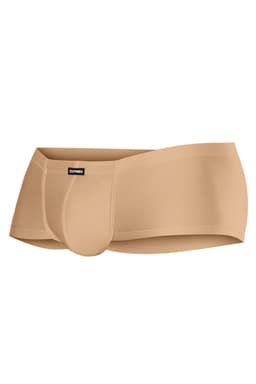 Cut4Men Hipster-Slip aus Mikrofaser in Sandgold, Detailansicht des gummierten Logos