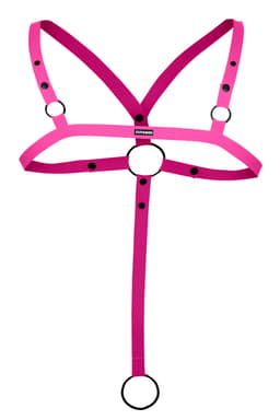 Cut4Men Body-Harness in Weiß, Detailaufnahme der Passform im Taillenbereich