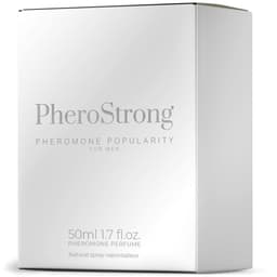 PheroStrong Popularity Pheromon-Parfum für Männer, Flakon neben der Faltschachtel