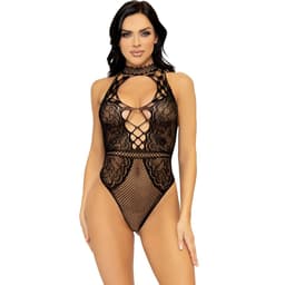 Leg Avenue Neckholder-Body aus Netz und Spitze, Gesamtansicht von vorn