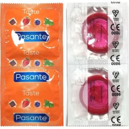 Pasante Blueberry – Kondome mit Blaubeergeschmack, 144 Stück – Erdbeere / Standard, Ansicht 3