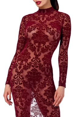 Noir Handmade Kink Royal Flockkleid, Nahaufnahme des Rückenschlitzes