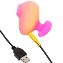 ROMP Kiss kompakter Klitoris-Druckwellenvibrator, Verpackung mit Produktabbildung und Markenlogo
