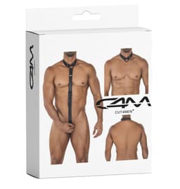 Cut4Men Body-Harness in Schwarz, Gesamtansicht seitlich im natürlichen Licht